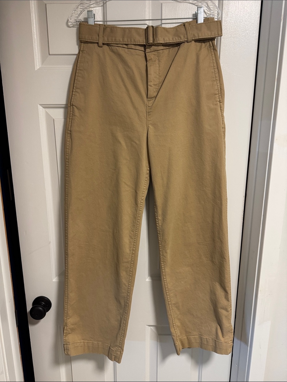 Banana Republic Wide Leg Belted Chinos in Tan
